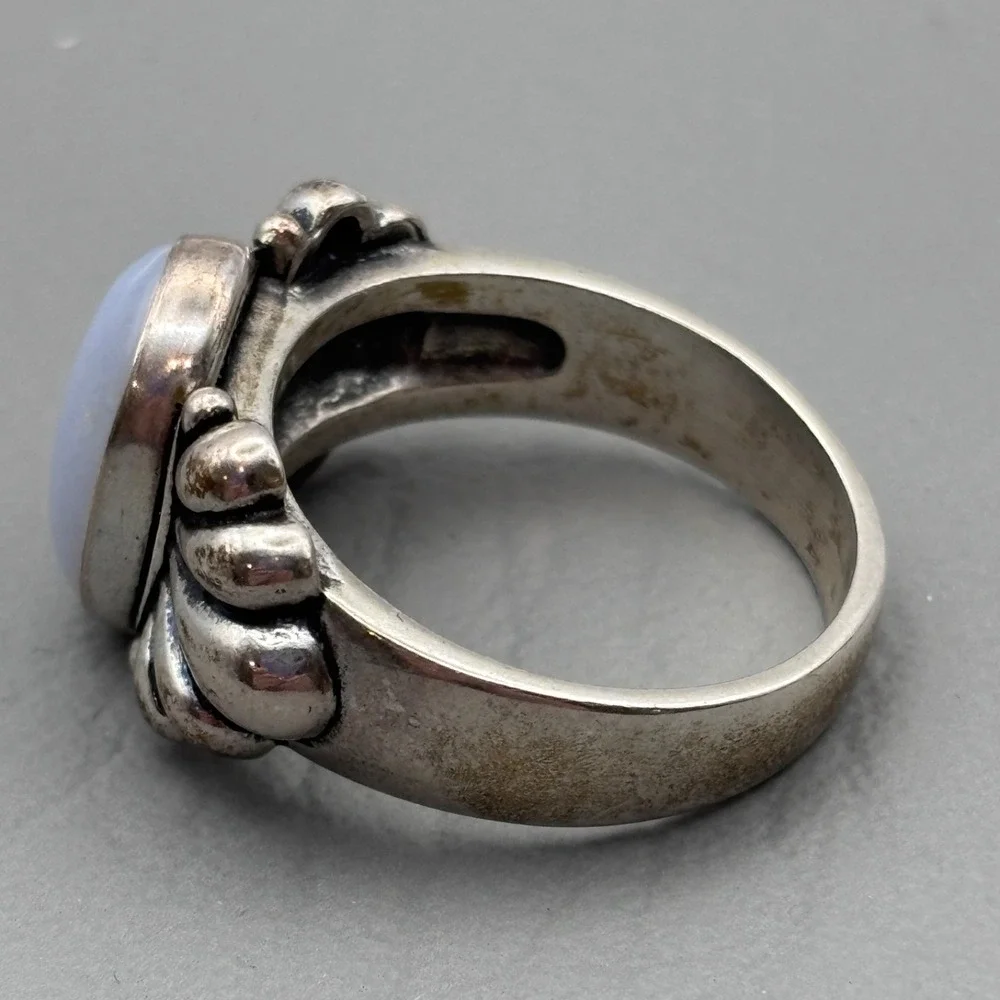 Vintage Carolyn Pollack Relios Ring Sterling Blue Lace Agate Size 8.25 - 8.5
